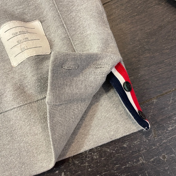 THOM BROWNE GREY COTTON STRIPED CREW NECK SWEATER SIZE 2 - Picture 2 of 15